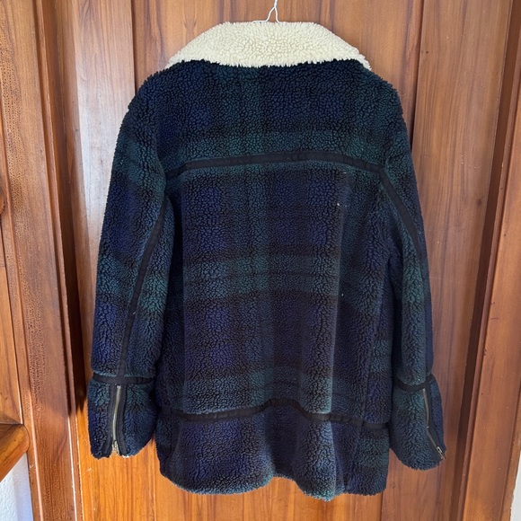 Faherty Navy and Green Plaid Teddy Jacket - Picture 8 of 8